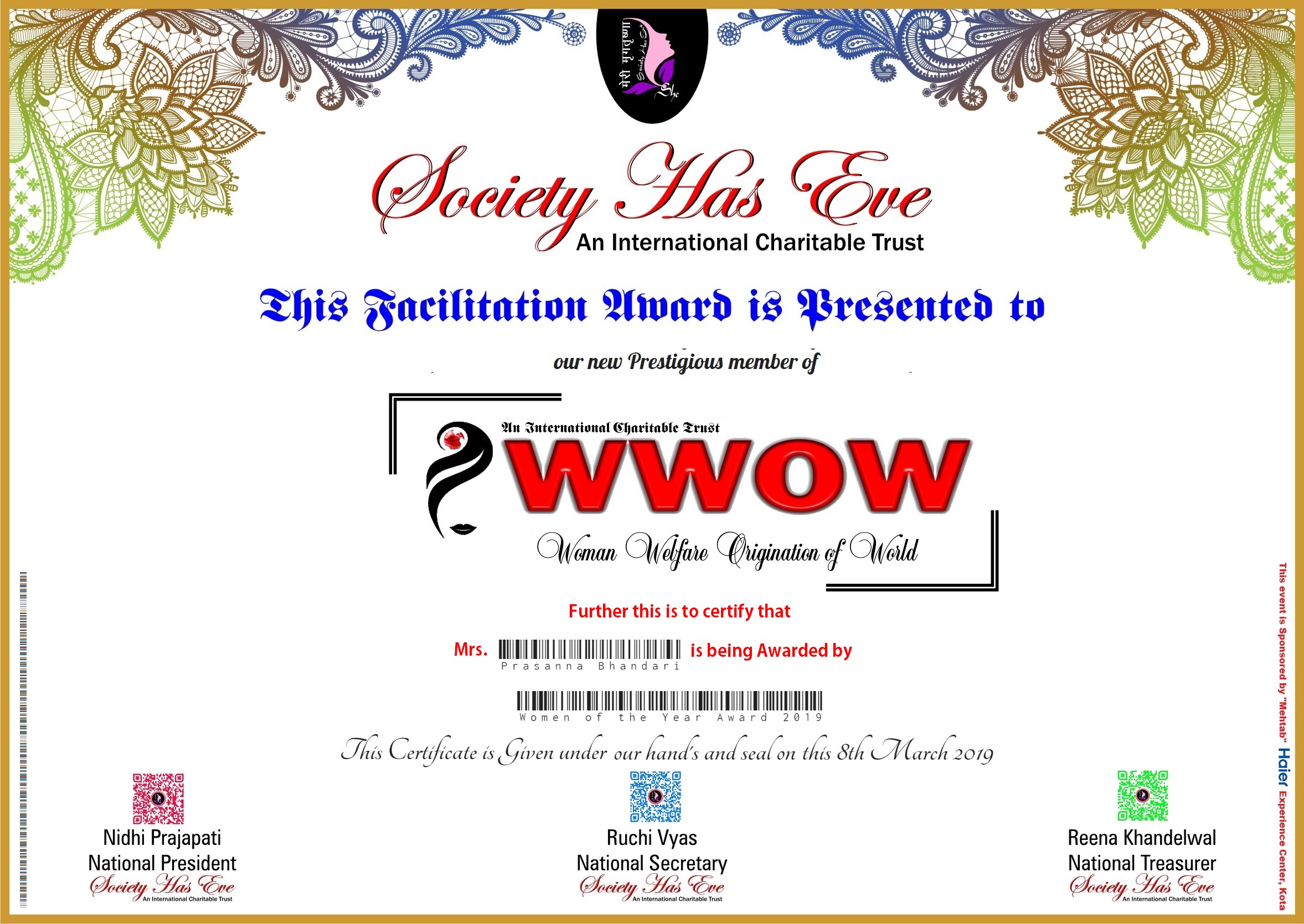 Women of the Year Award 2019